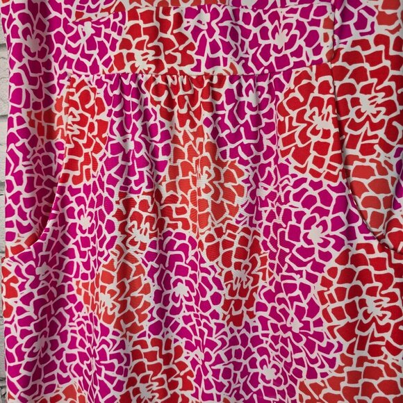 JUDE CONNALLY ABSTRACT RED AND PINK FLORAL DRESS WOMENS SIZE SMALL - Picture 2 of 7